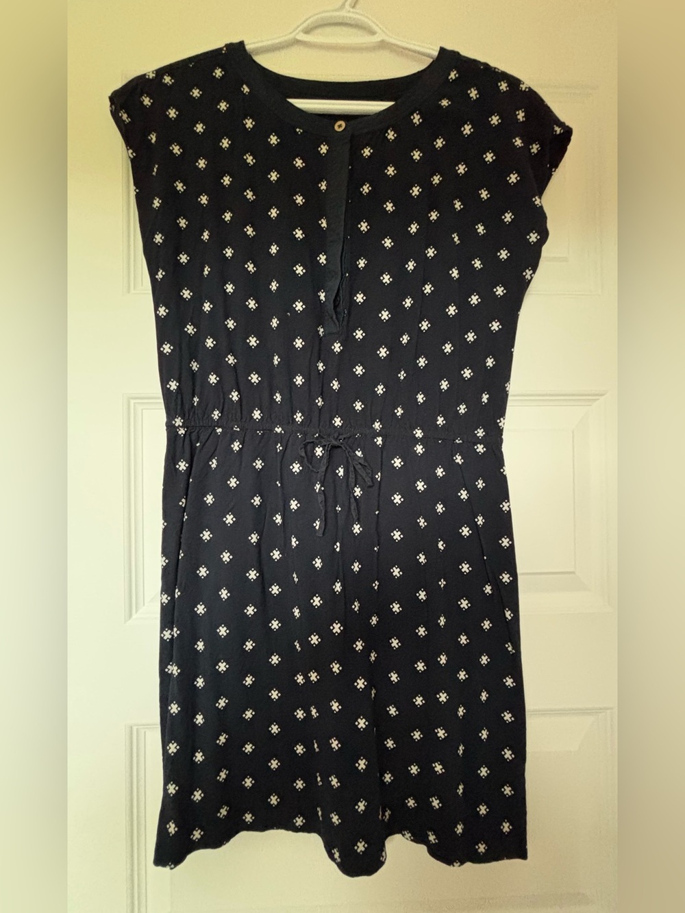Tommy Hilfiger Navy Patterned Drawstring Waist Dress